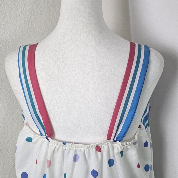 VTG 1980's Its A Charm Deadstock Multi Color Polka Dot/Stripe Dress Whimsy Sz L - Picture 8 of 16